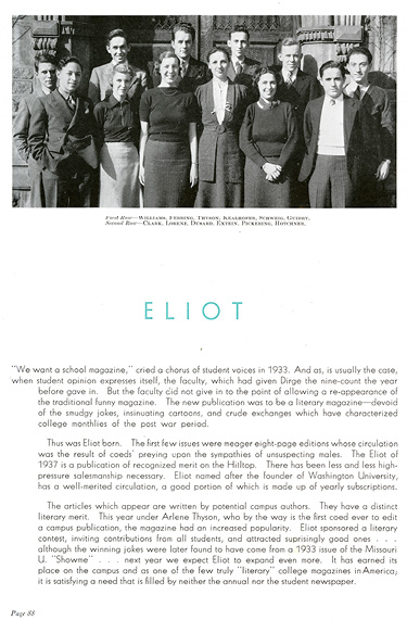 A page from Washington University’s student yearbook, The Hatchet.