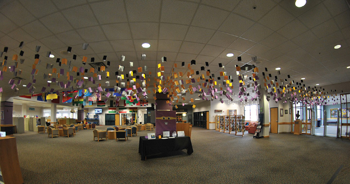 Installation at Miller Library from the East Door. Photo by Michelle Reed. 