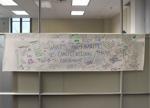 On Constitution Day, some students glibly commented on their favorite amendment while others seriously reflected on the long-term effects of some amendments. 