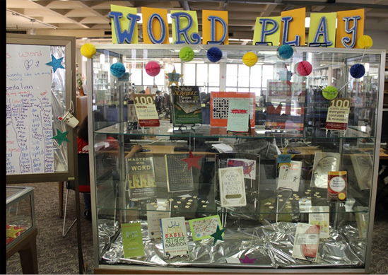 Word Play Display, QCC Library. Photo by Lawrence Chan, used with permission