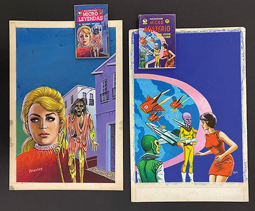 Samples of original cover art from the SDSU Mexican pulp collection.