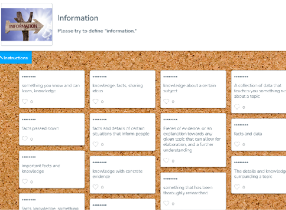 Figure 1: Example of an online collaborative board showing students'
answers to the question 