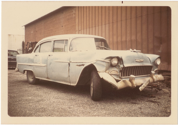 The first delivery vehicle for Starbucks—used to haul construction materials and,
later, coffee beans for delivery—was a 1955 Chevrolet with a busted headlight.
(UC Davis Library Archives and Special Collections/Jerry Baldwin Papers, D-816)